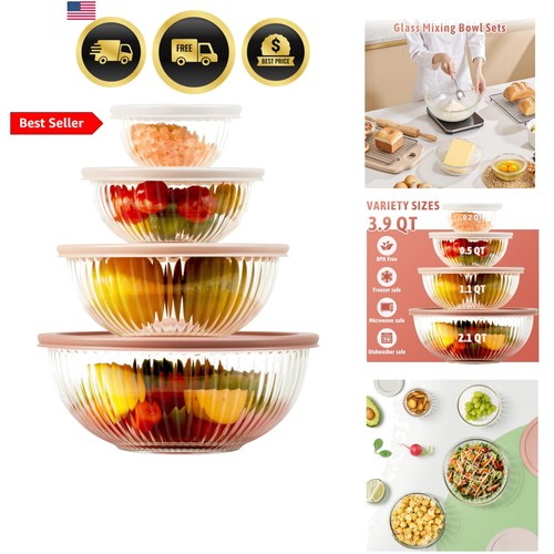 Glass mixing bowls with - glass, lids